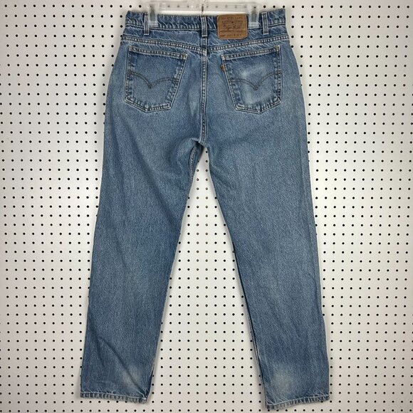 Levi's 505 Vintage Blue Jeans Size 34x32 Regular Fit Straight Leg USA Orange Tab - Picture 1 of 7
